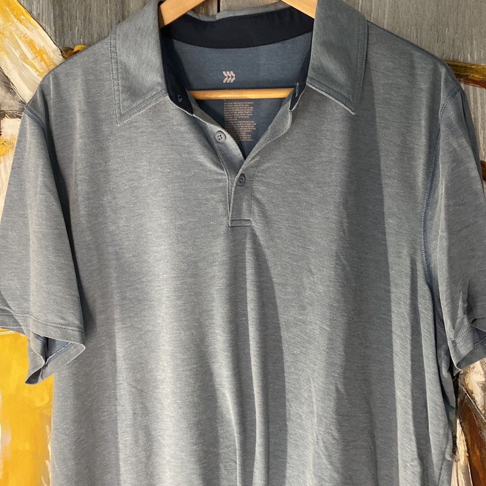 Men's Navy Blue Athletic Polo Top Size L